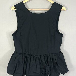 Jolie & Joy Tank Top Women's XL Black Peplum Balloon Hem Shirt Scoop V-Back Tie